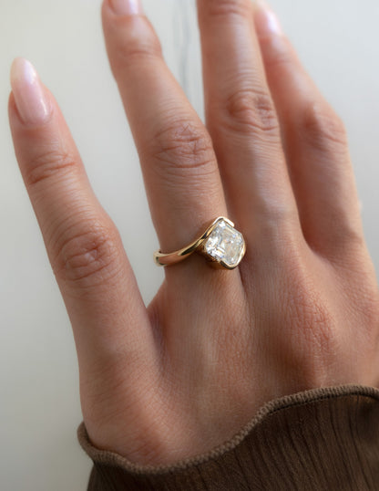 1.5 CT Asscher Cut Lab Grown Diamond Solitaire Engagement Ring