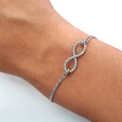 0.25 TCW Round Lab Grown Diamond Infinity Beaded Bracelet