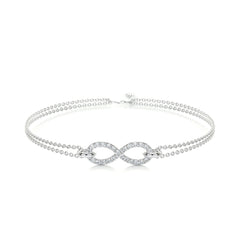 0.25 TCW Round Lab Grown Diamond Infinity Beaded Bracelet