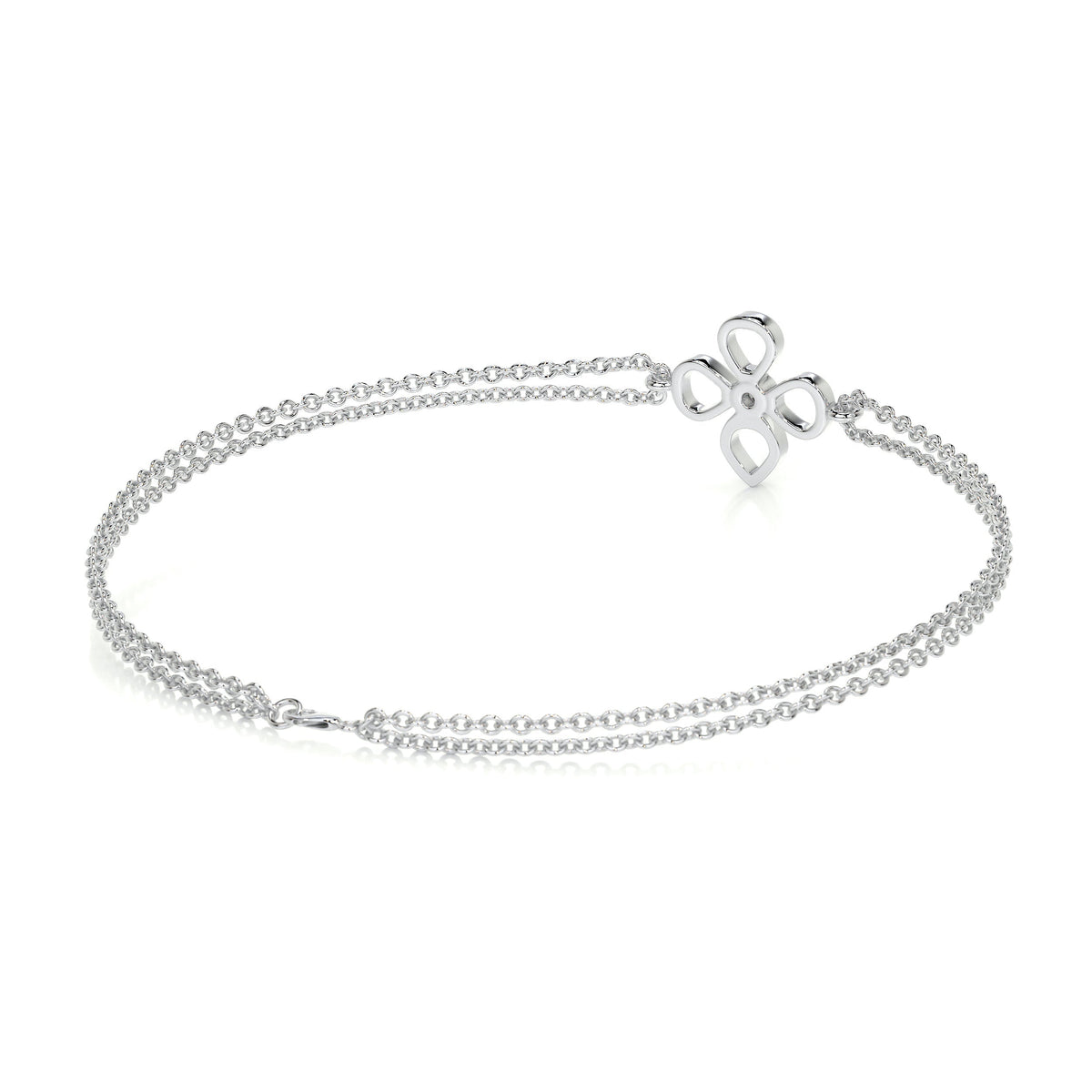 0.02 TCW Round Lab Grown Diamond Flower Beaded Bracelet