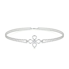 0.02 TCW Round Lab Grown Diamond Flower Beaded Bracelet