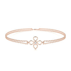 0.02 TCW Round Lab Grown Diamond Flower Beaded Bracelet