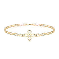 0.02 TCW Round Lab Grown Diamond Flower Beaded Bracelet