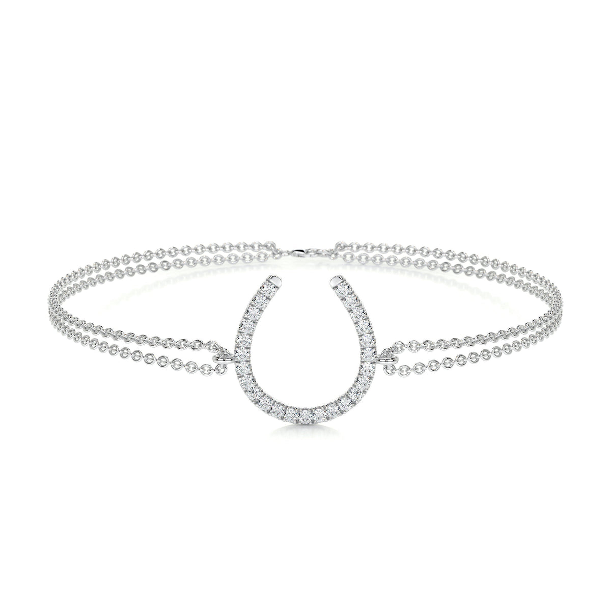 0.2 TCW Round Lab Grown Diamond U Shape Beaded Bracelet