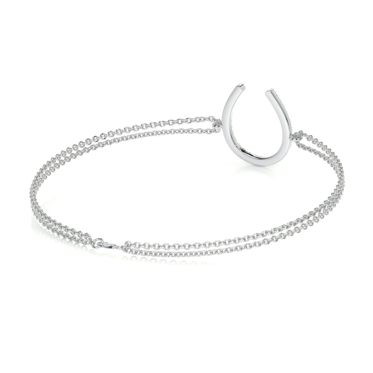 0.2 TCW Round Lab Grown Diamond U Shape Beaded Bracelet