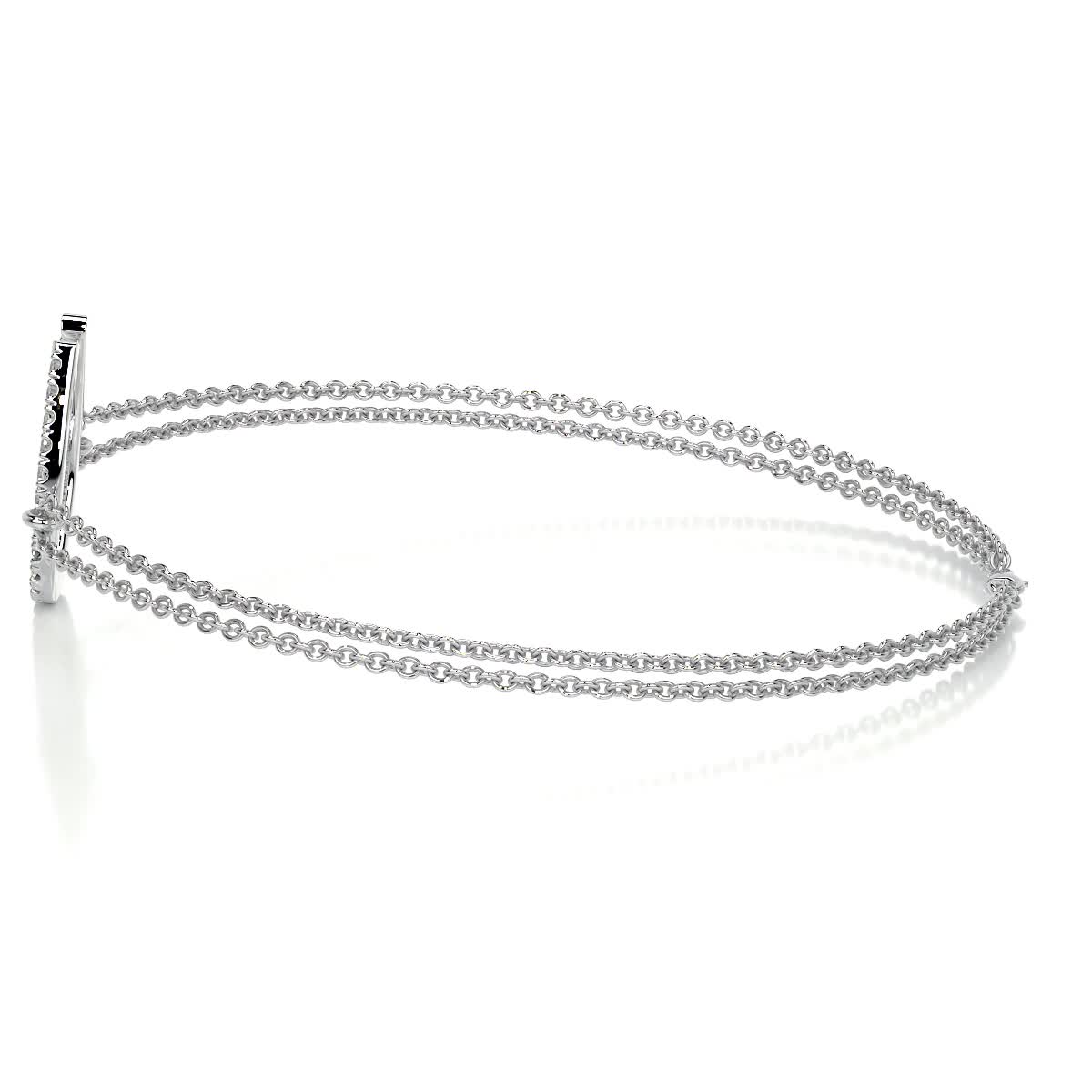 0.2 TCW Round Lab Grown Diamond U Shape Beaded Bracelet