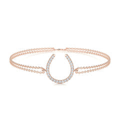 0.2 TCW Round Lab Grown Diamond U Shape Beaded Bracelet