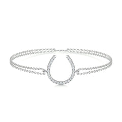 0.2 TCW Round Lab Grown Diamond U Shape Beaded Bracelet