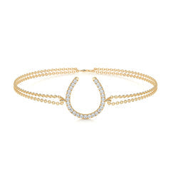 0.2 TCW Round Lab Grown Diamond U Shape Beaded Bracelet