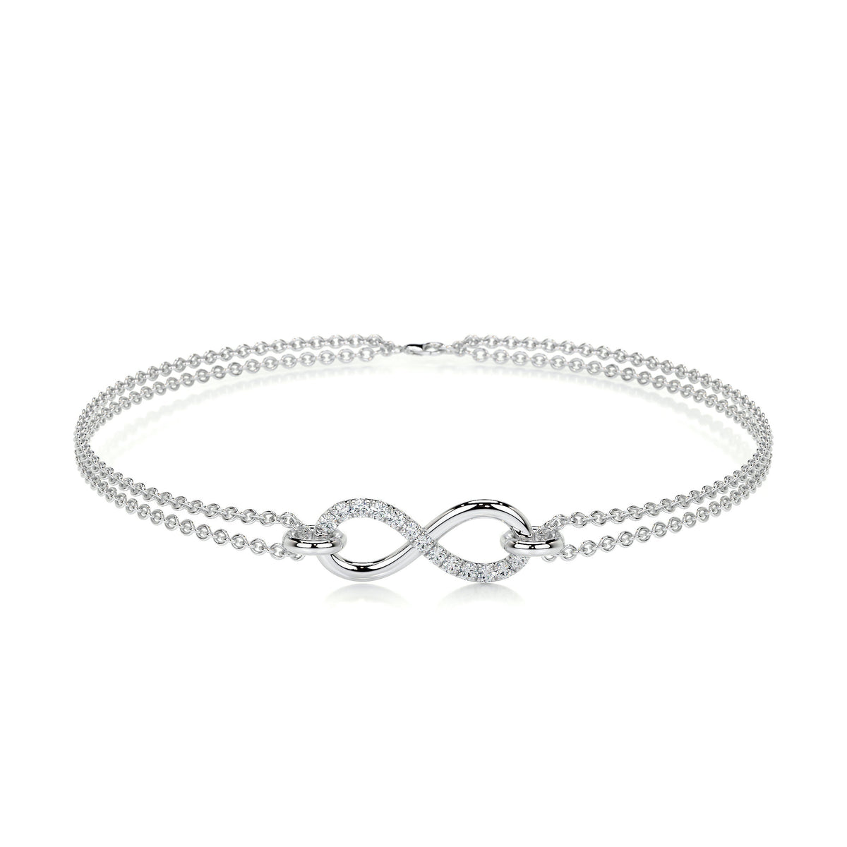 0.07  TCW Round Lab Grown Diamond Infinity Beaded Bracelet