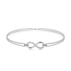 0.07  TCW Round Lab Grown Diamond Infinity Beaded Bracelet