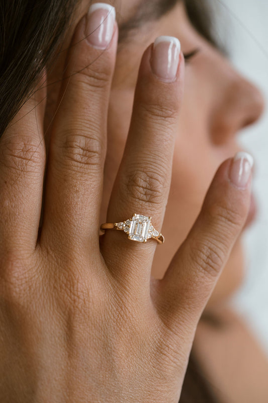 3.0 CT Elongated Cushion Solitaire Moissanite Diamond Bridal Ring Set