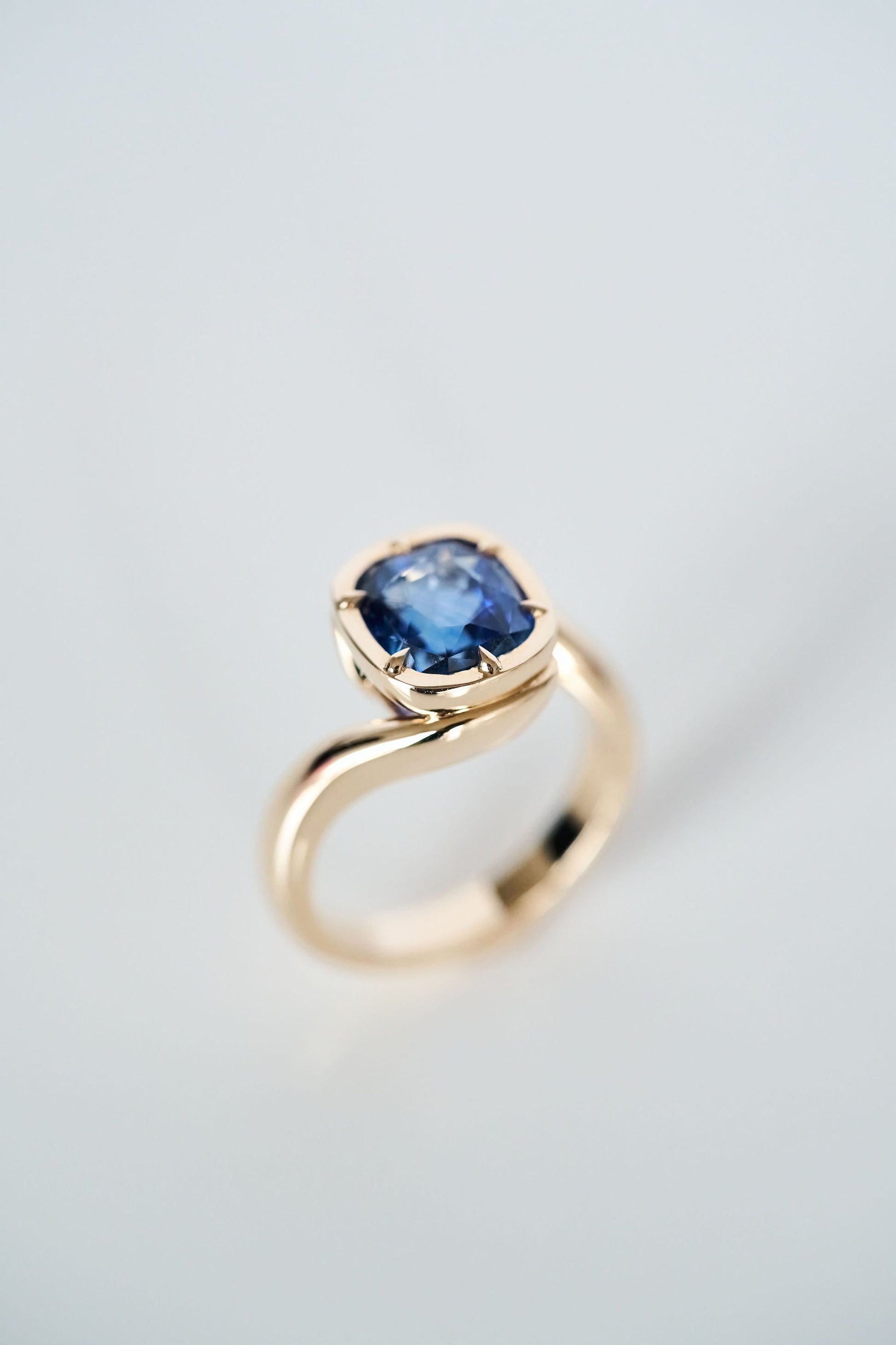 3.5 CT Round Pave Lab Grown Blue Sapphire Engagement Ring