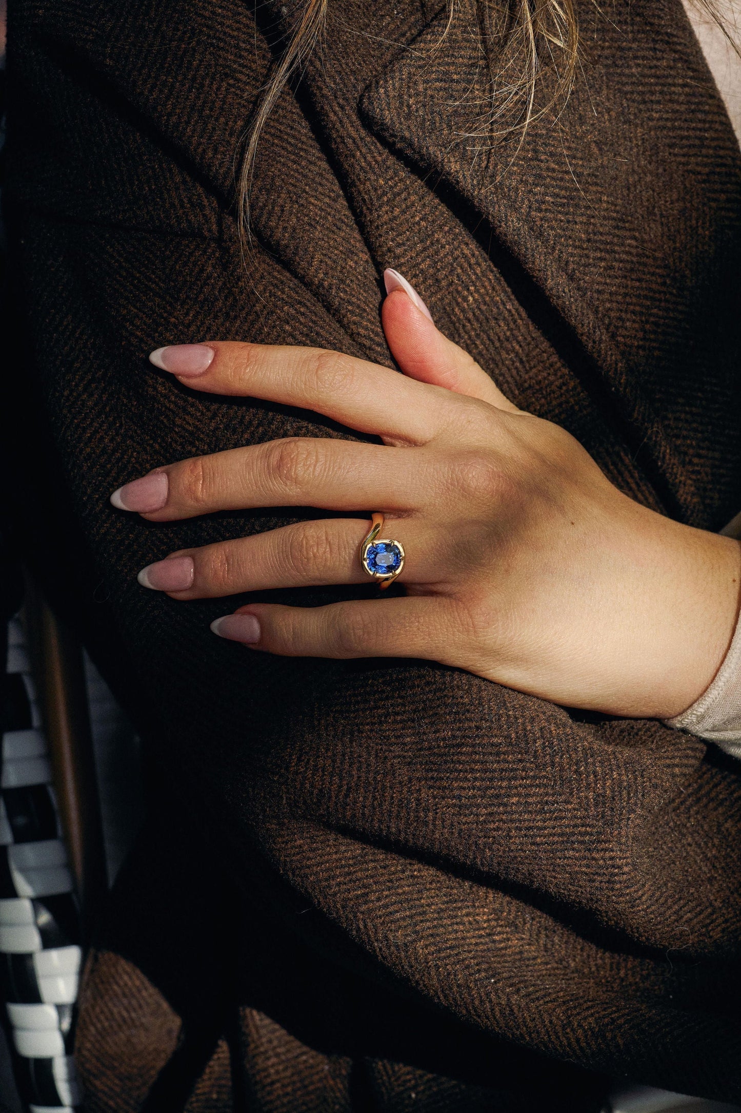 3.5 CT Round Pave Lab Grown Blue Sapphire Engagement Ring