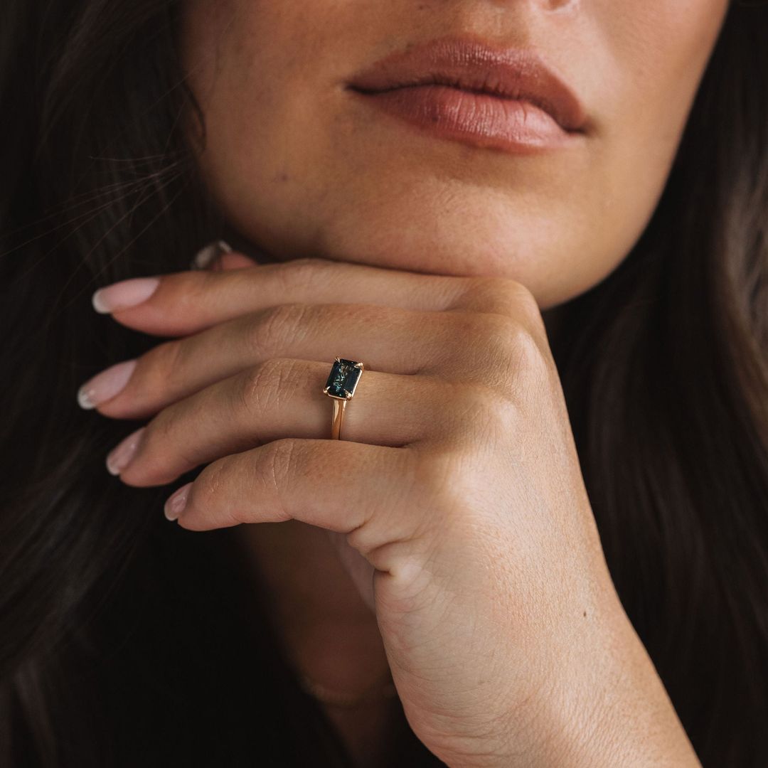 3.5 CT Round Pave Lab Grown Blue Sapphire Engagement Ring