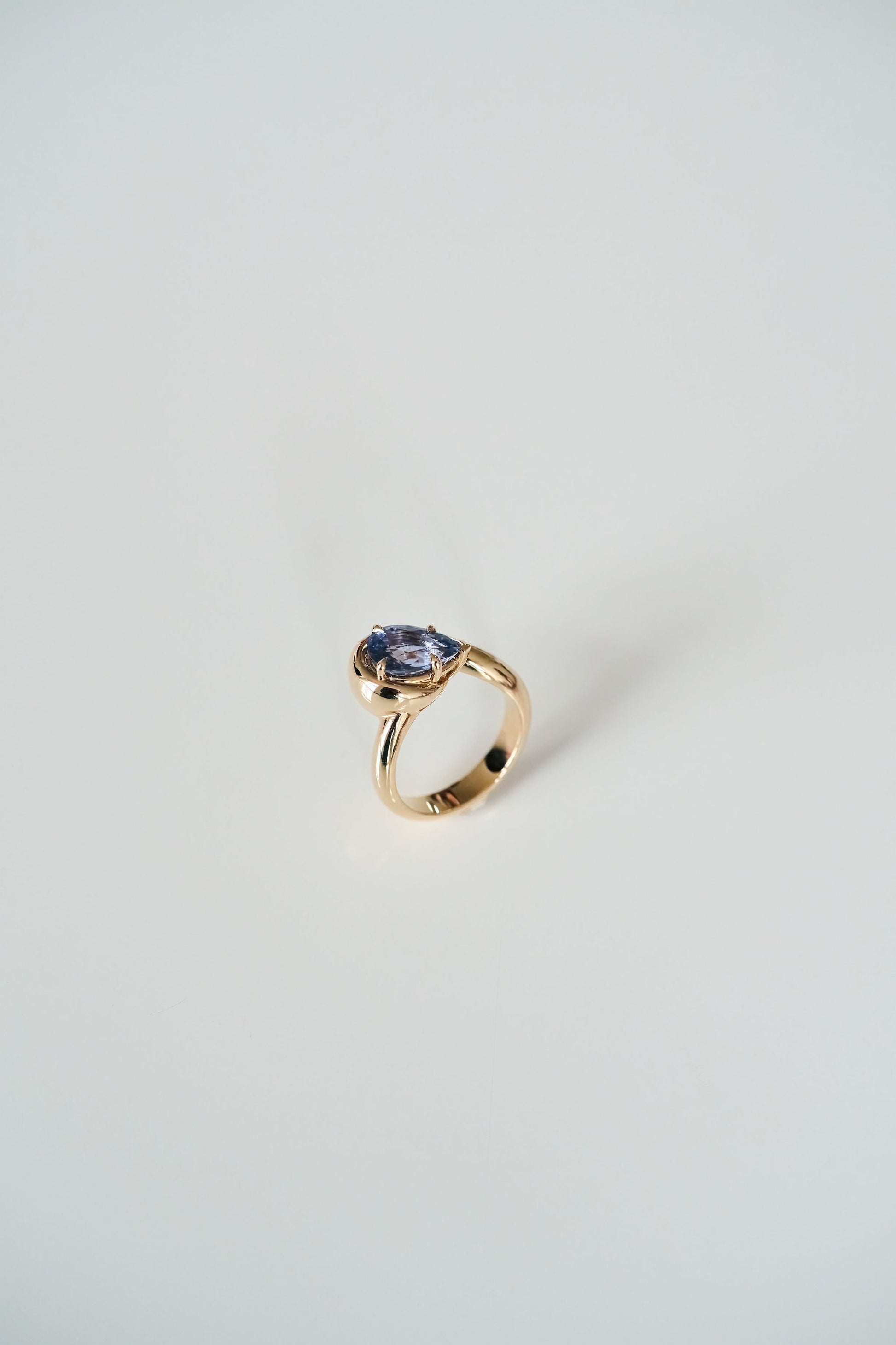 3.5 CT Round Pave Lab Grown Blue Sapphire Engagement Ring