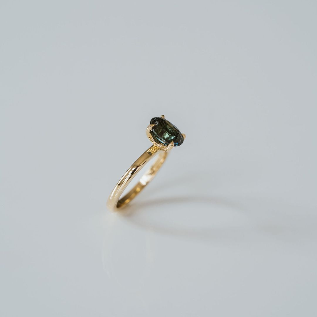 3.5 CT Round Pave Lab Grown Blue Sapphire Engagement Ring