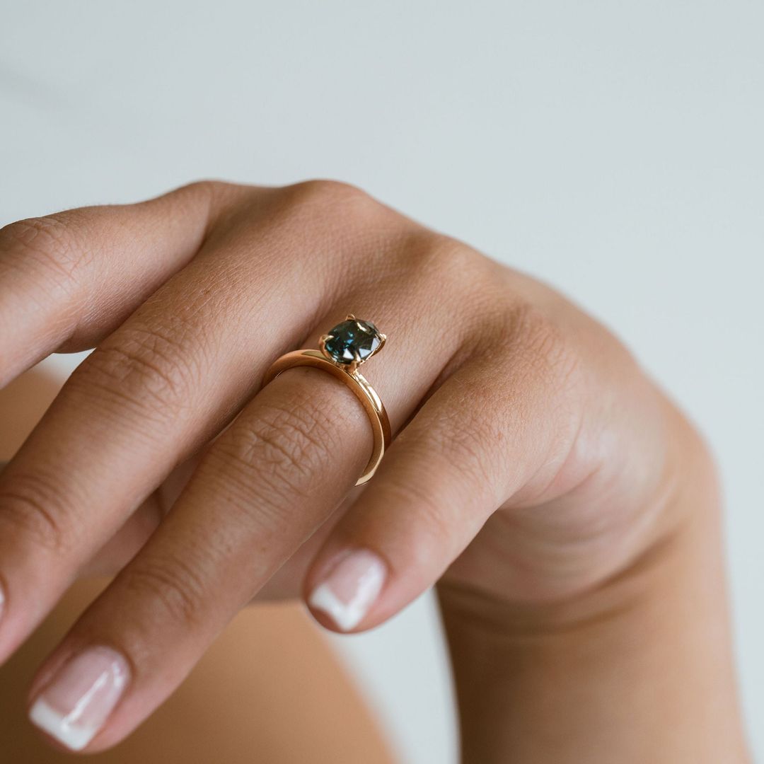 3.5 CT Round Pave Lab Grown Blue Sapphire Engagement Ring