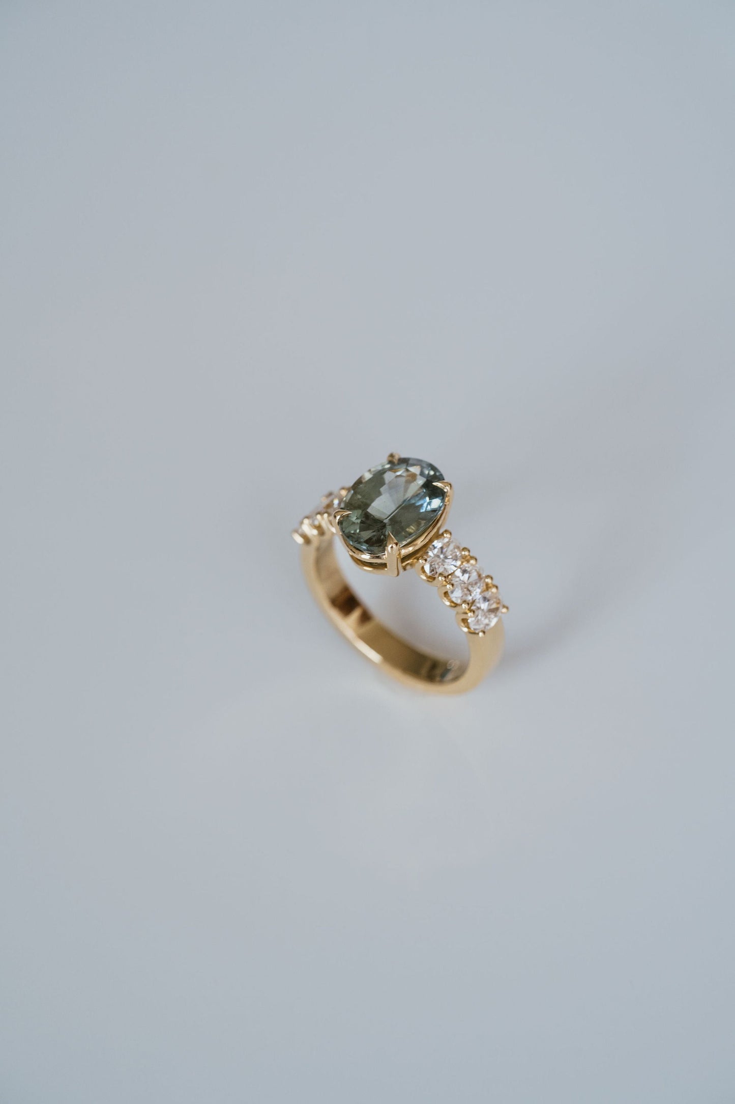 3.5 CT Round Pave Lab Grown Blue Sapphire Engagement Ring