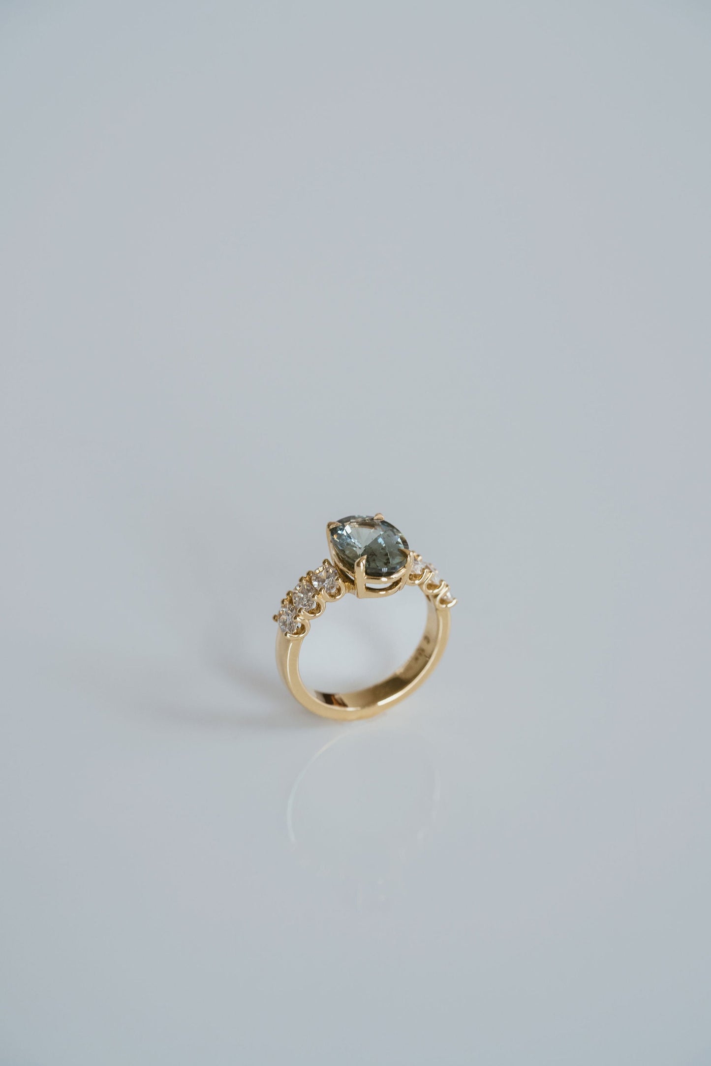 3.5 CT Round Pave Lab Grown Blue Sapphire Engagement Ring