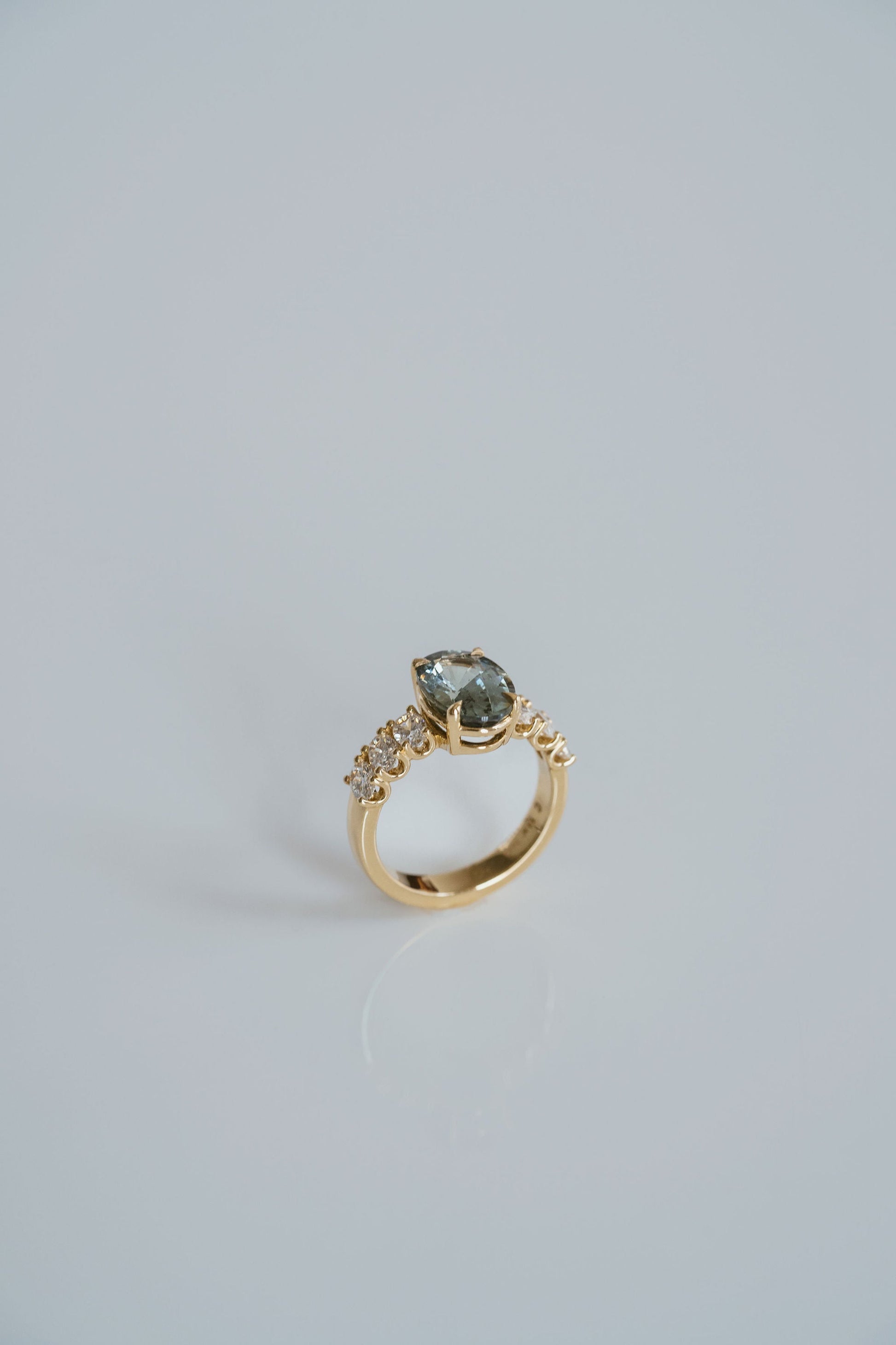 3.5 CT Round Pave Lab Grown Blue Sapphire Engagement Ring