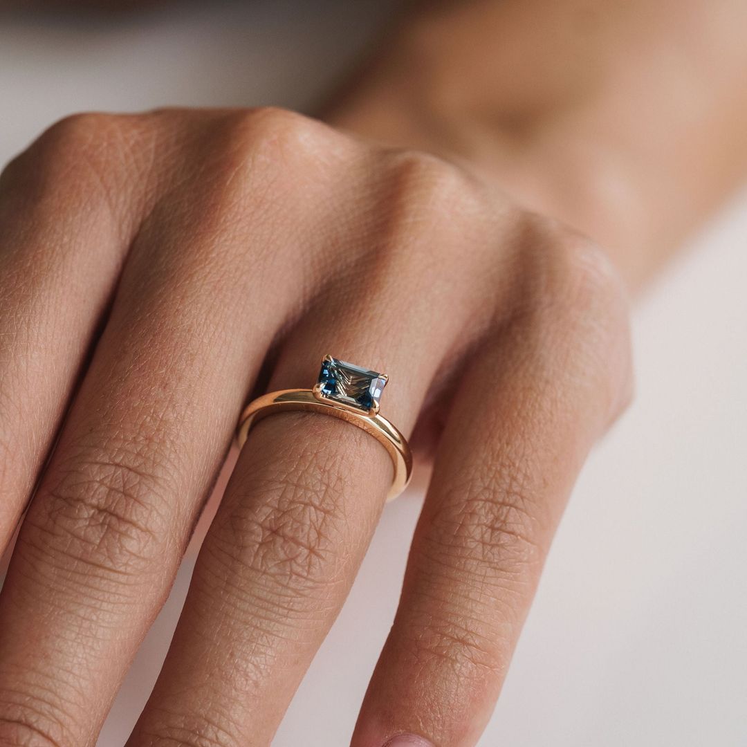 3.5 CT Round Pave Lab Grown Blue Sapphire Engagement Ring