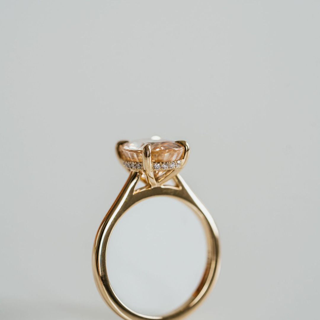 3.5 CT Round Pave Lab Grown Blue Sapphire Engagement Ring