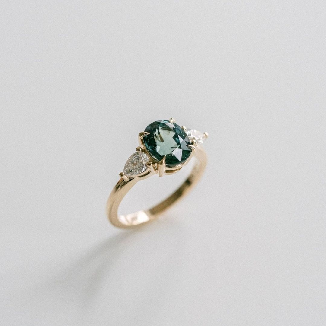 3.5 CT Round Pave Lab Grown Blue Sapphire Engagement Ring