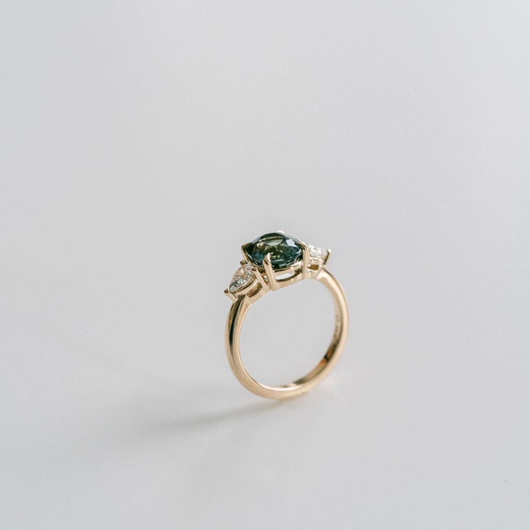 3.5 CT Round Pave Lab Grown Blue Sapphire Engagement Ring