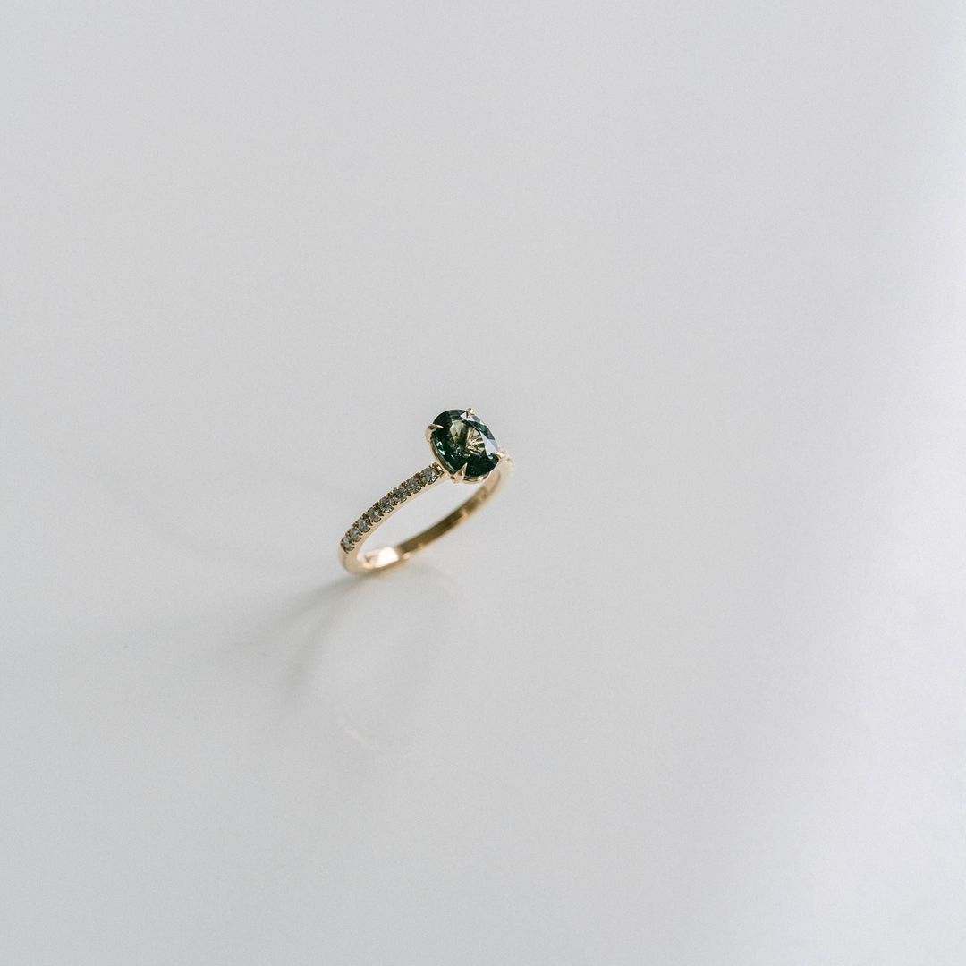 3.5 CT Round Pave Lab Grown Blue Sapphire Engagement Ring