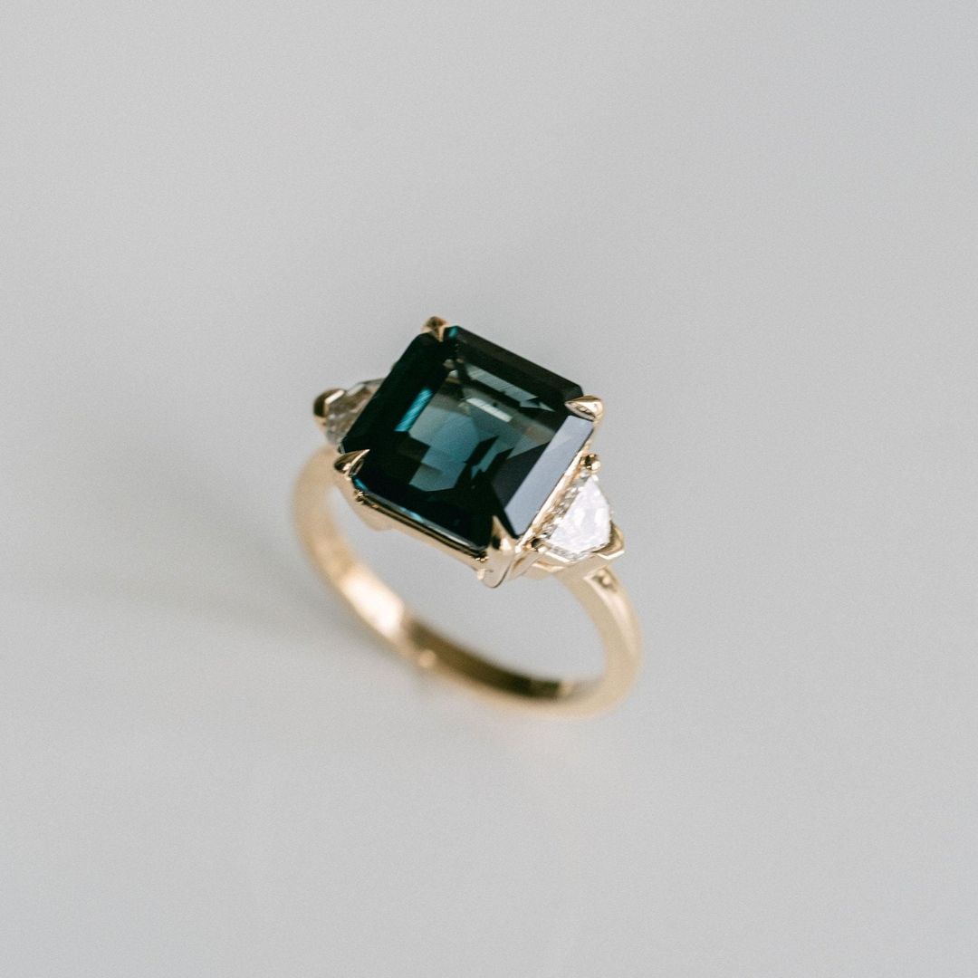 3.5 CT Round Pave Lab Grown Blue Sapphire Engagement Ring