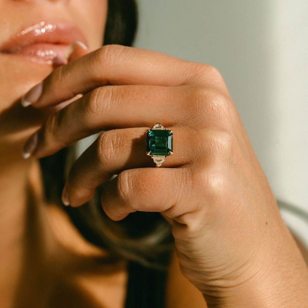 3.5 CT Round Pave Lab Grown Blue Sapphire Engagement Ring