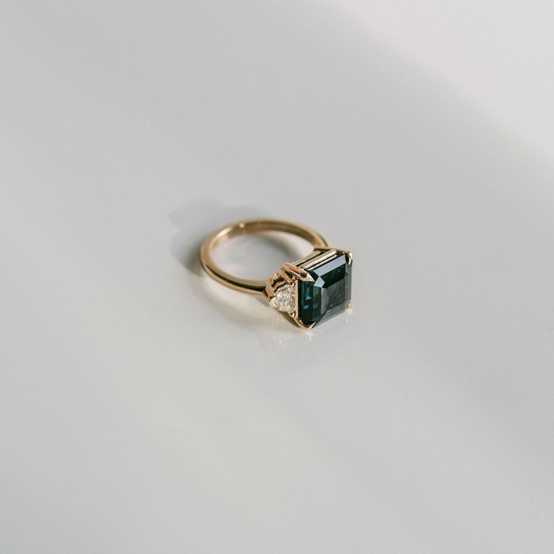 3.5 CT Round Pave Lab Grown Blue Sapphire Engagement Ring