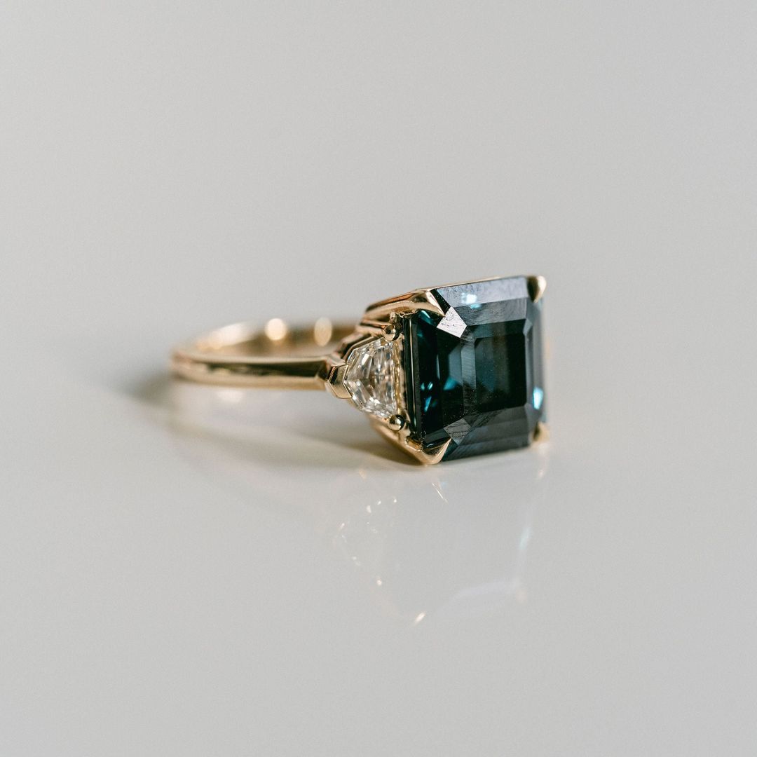 3.5 CT Round Pave Lab Grown Blue Sapphire Engagement Ring