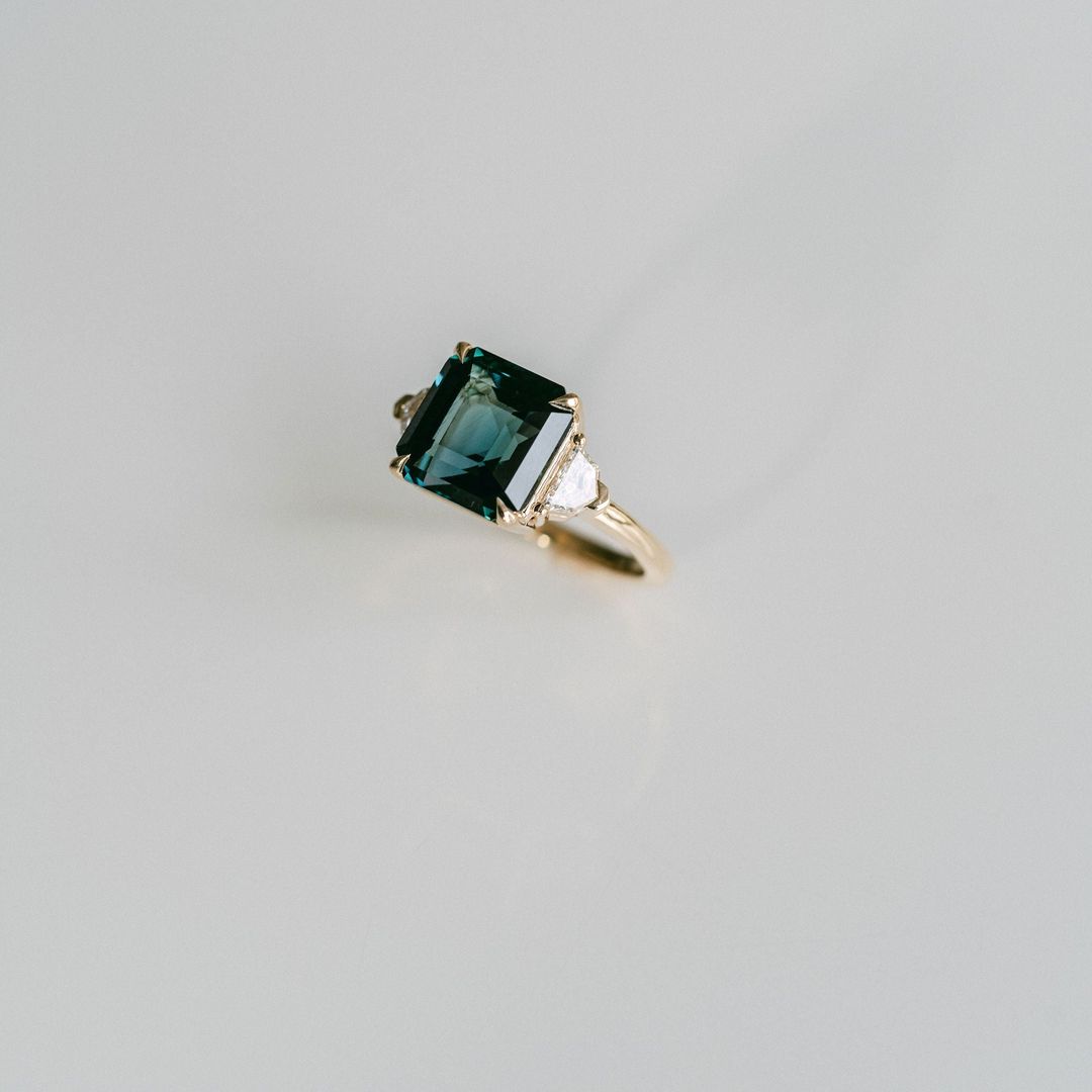 3.5 CT Round Pave Lab Grown Blue Sapphire Engagement Ring