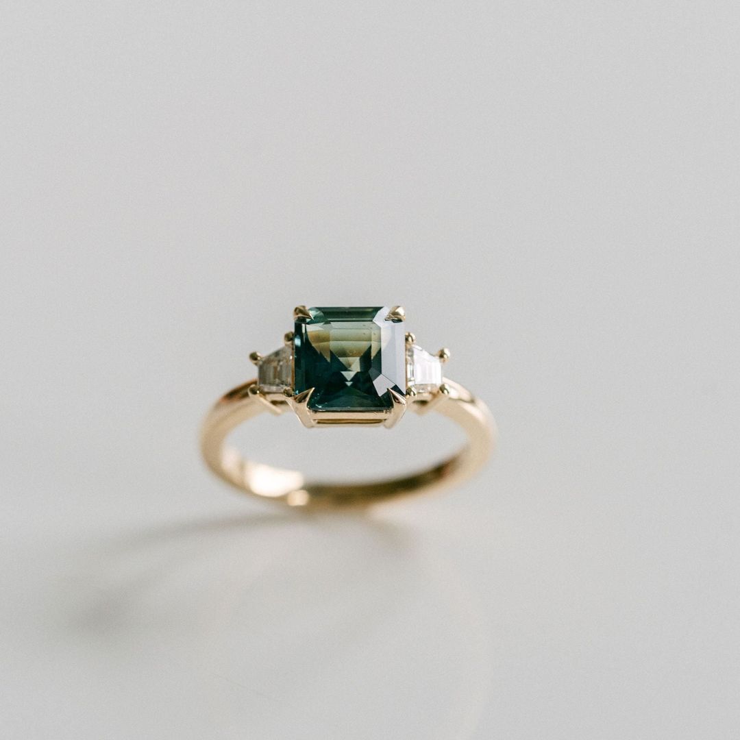 3.5 CT Round Pave Lab Grown Blue Sapphire Engagement Ring