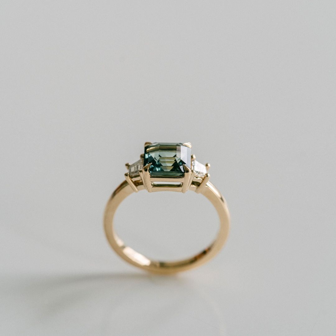 3.5 CT Round Pave Lab Grown Blue Sapphire Engagement Ring