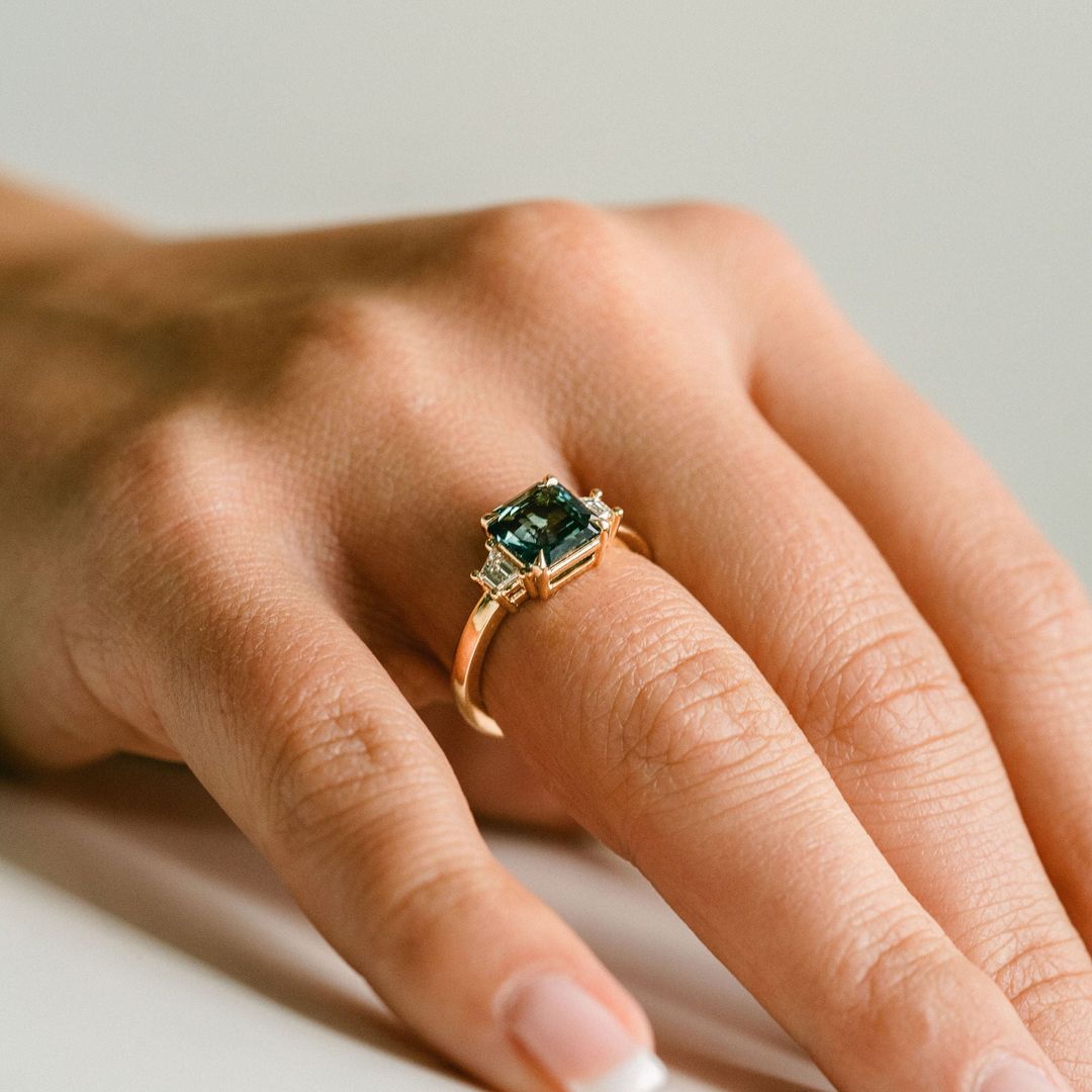 3.5 CT Round Pave Lab Grown Blue Sapphire Engagement Ring