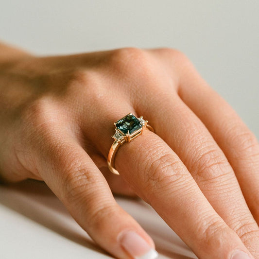 3.5 CT Round Pave Lab Grown Blue Sapphire Engagement Ring