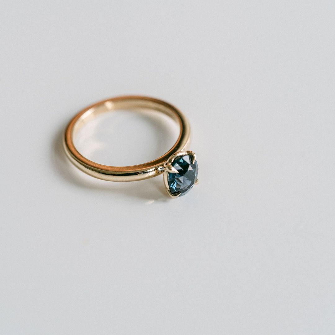 3.5 CT Round Pave Lab Grown Blue Sapphire Engagement Ring
