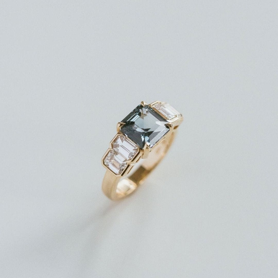 3.5 CT Round Pave Lab Grown Blue Sapphire Engagement Ring