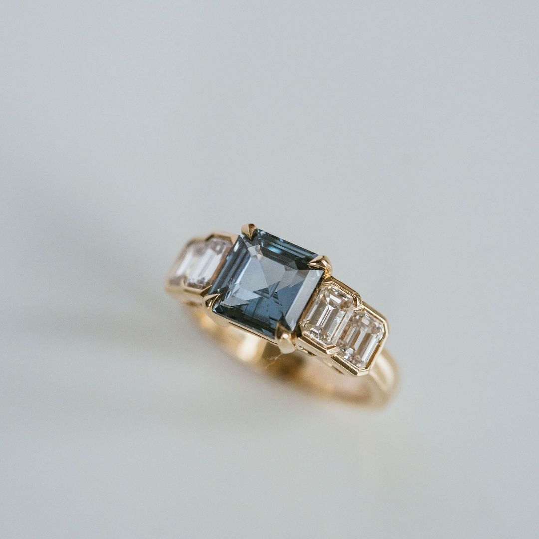 3.5 CT Round Pave Lab Grown Blue Sapphire Engagement Ring