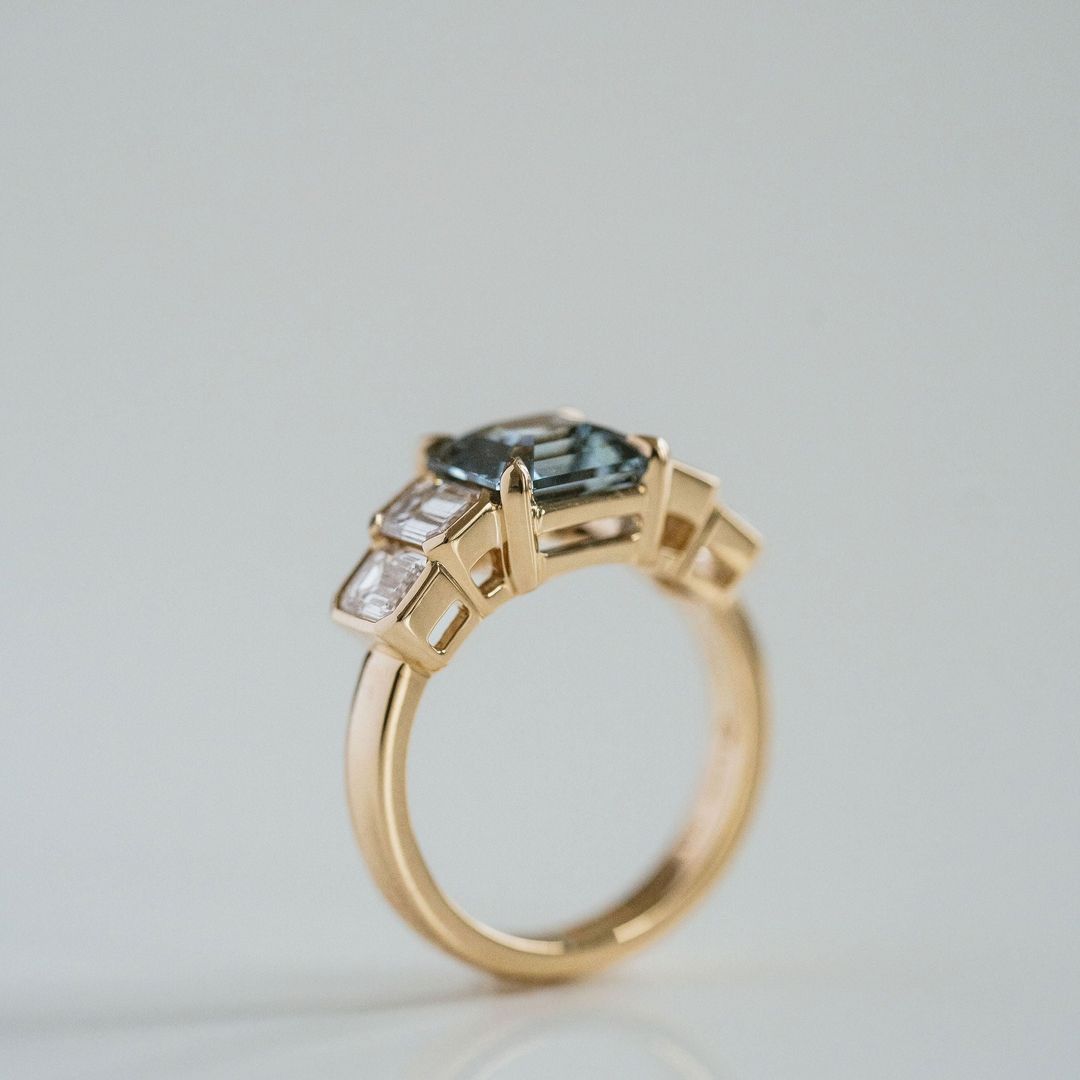 3.5 CT Round Pave Lab Grown Blue Sapphire Engagement Ring