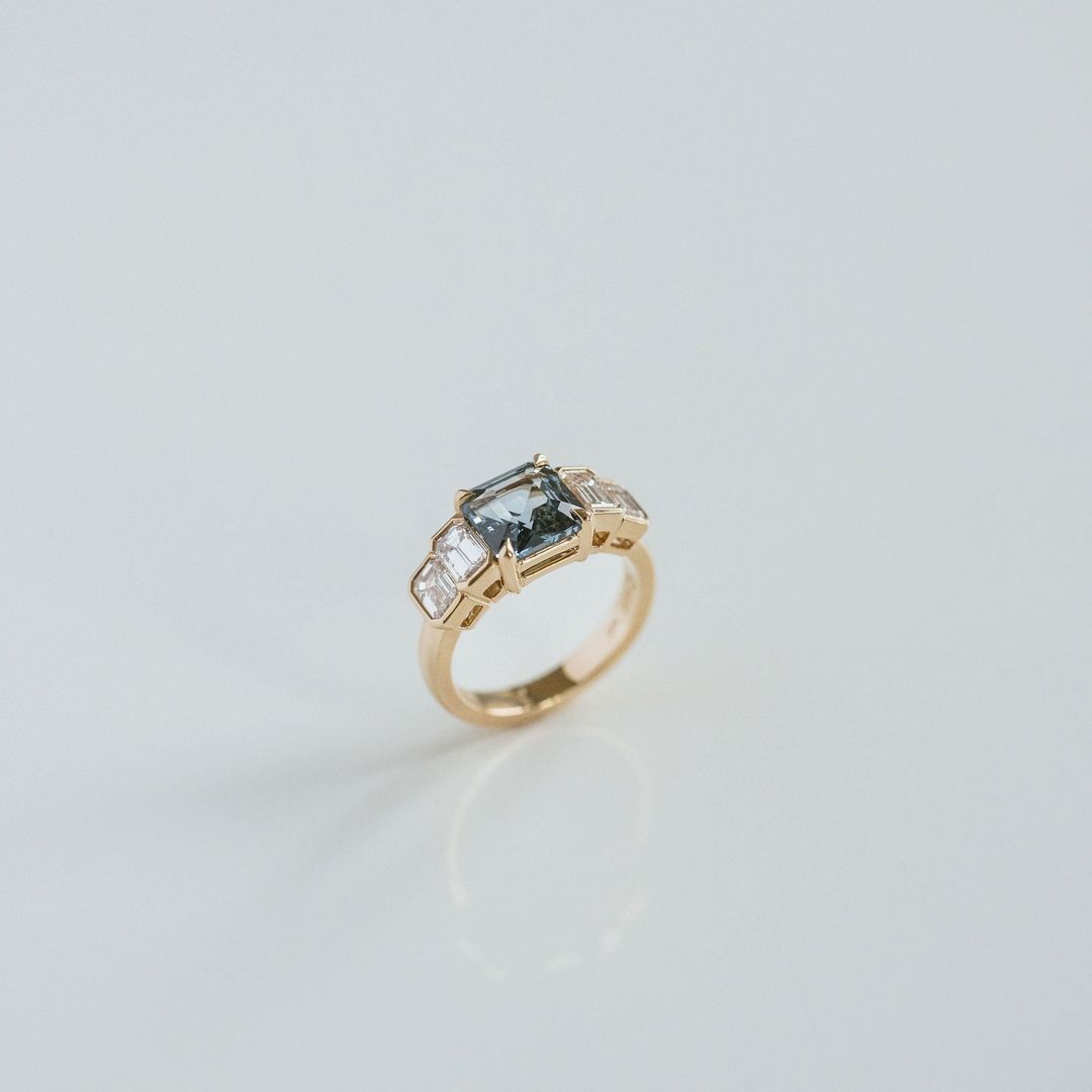 3.5 CT Round Pave Lab Grown Blue Sapphire Engagement Ring