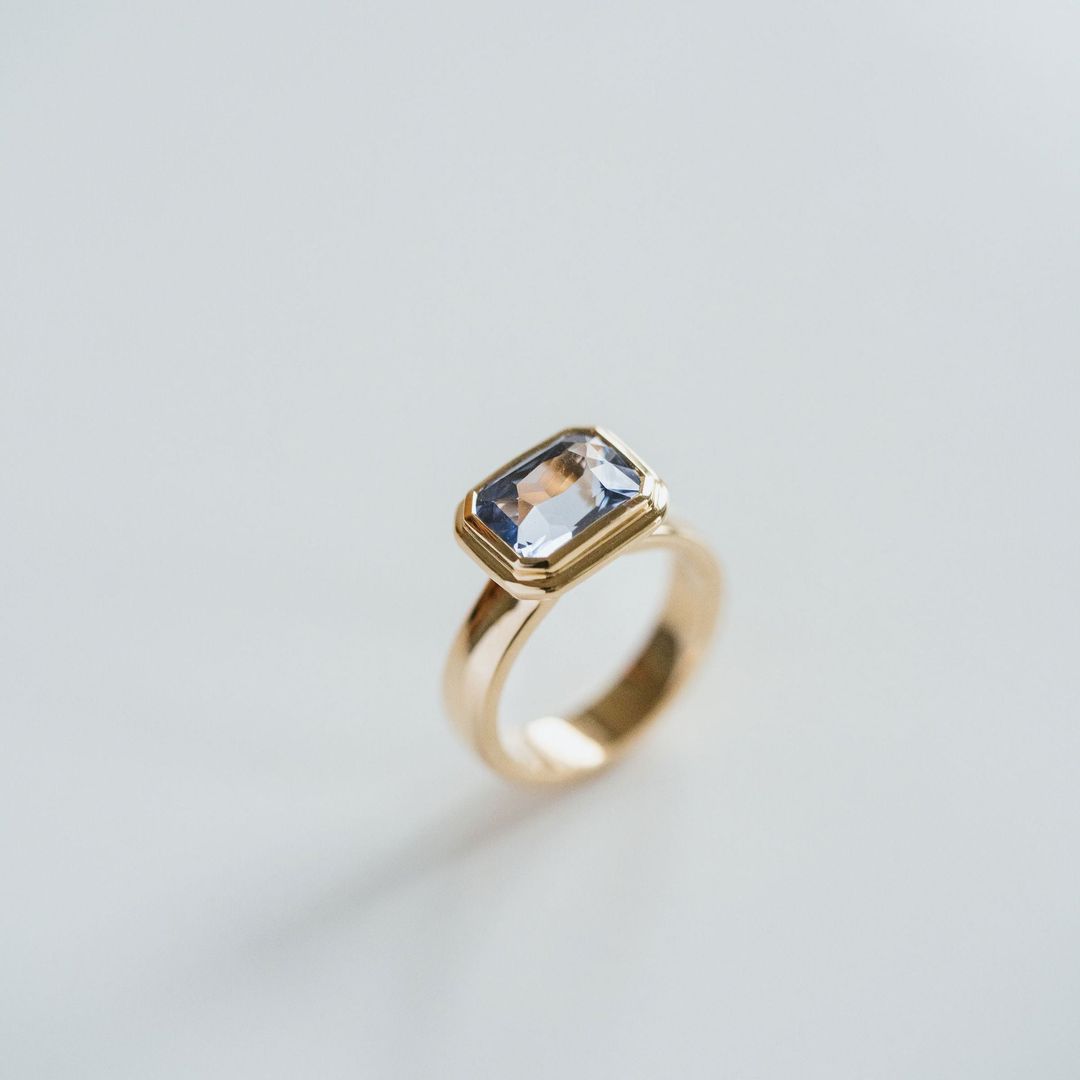 3.5 CT Round Pave Lab Grown Blue Sapphire Engagement Ring