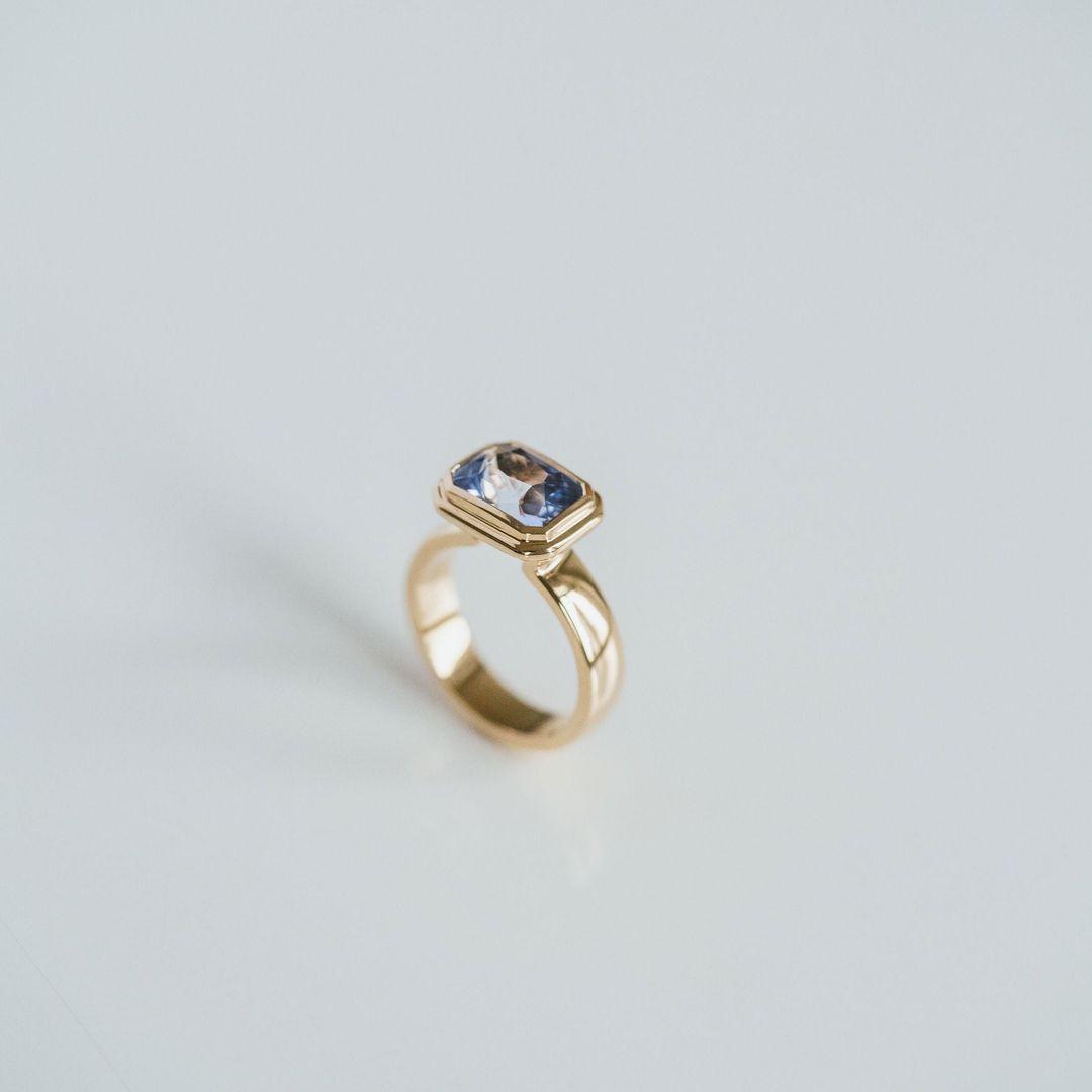 3.5 CT Round Pave Lab Grown Blue Sapphire Engagement Ring