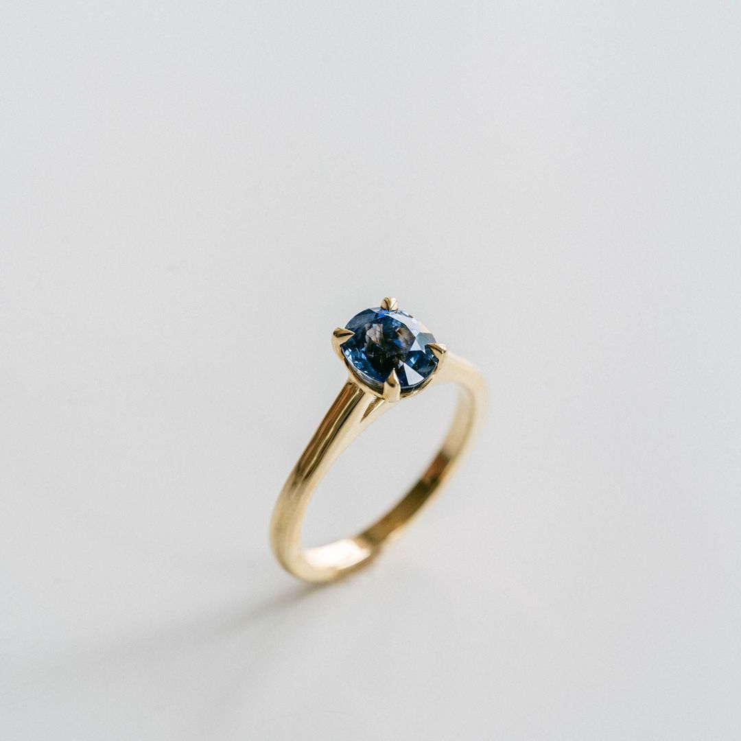3.5 CT Round Pave Lab Grown Blue Sapphire Engagement Ring