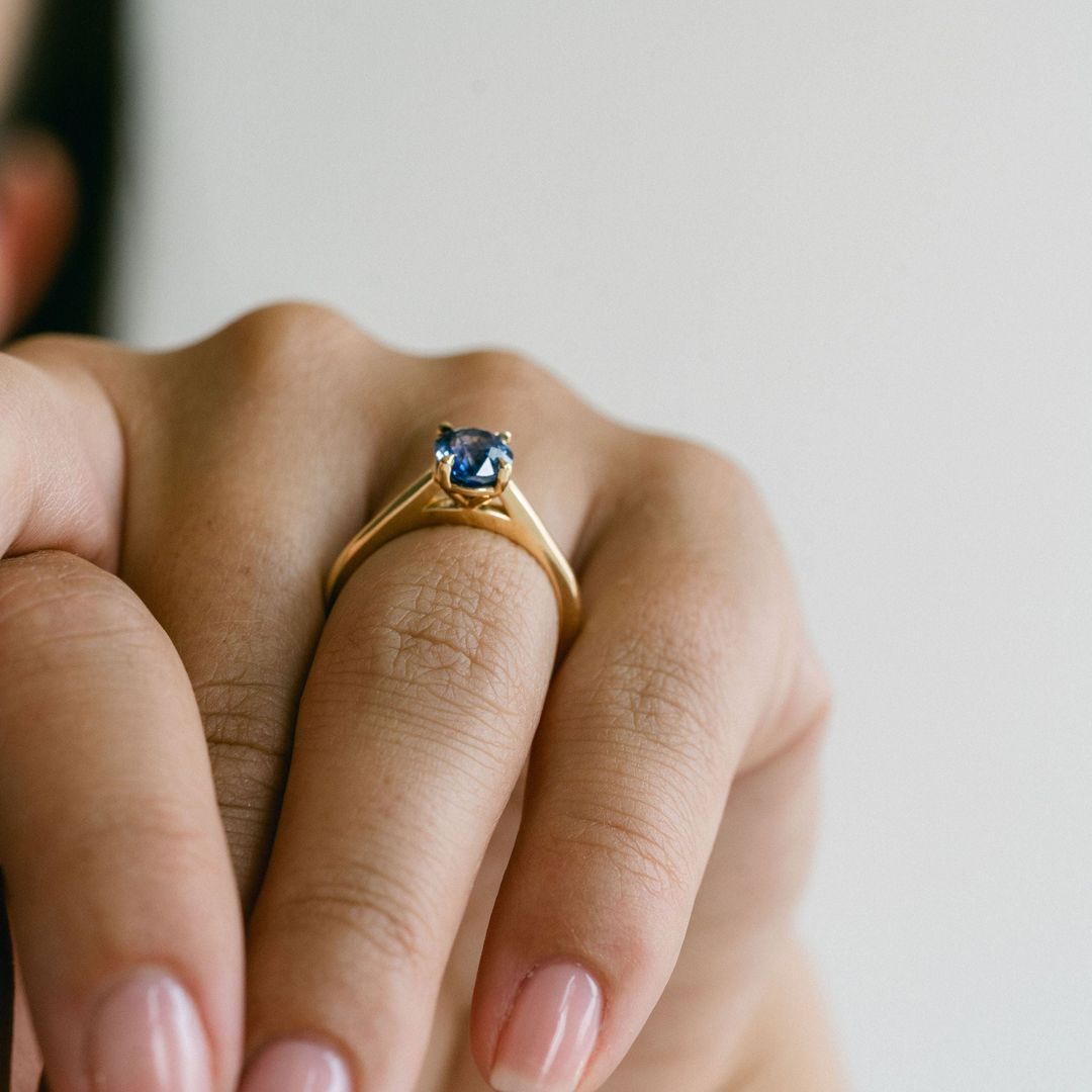 3.5 CT Round Pave Lab Grown Blue Sapphire Engagement Ring
