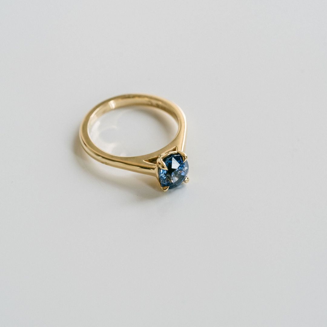 3.5 CT Round Pave Lab Grown Blue Sapphire Engagement Ring