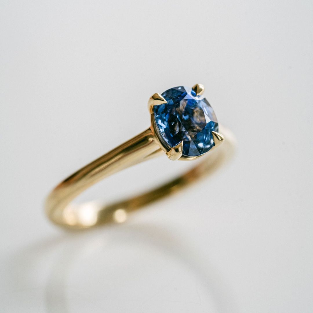 3.5 CT Round Pave Lab Grown Blue Sapphire Engagement Ring